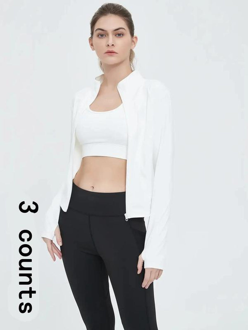 Women'S Thumb Holes Solid Zip up Mock Neck Spring Sports Jacket, Back to School Outfits, Fashion Long Sleeve Sports Outerwear for Tennis Pickleball Gym Yoga Workout Running, Define Jacket, Bbl Jackets, Women'S Sportswear Sports Wear