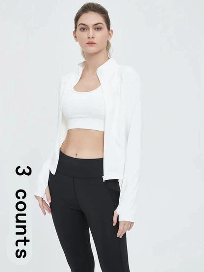 Women'S Thumb Holes Solid Zip up Mock Neck Spring Sports Jacket, Back to School Outfits, Fashion Long Sleeve Sports Outerwear for Tennis Pickleball Gym Yoga Workout Running, Define Jacket, Bbl Jackets, Women'S Sportswear Sports Wear