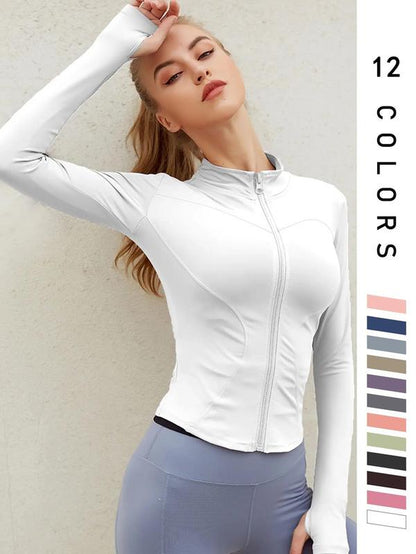 Women'S Thumb Holes Solid Zip up Mock Neck Spring Sports Jacket, Back to School Outfits, Fashion Long Sleeve Sports Outerwear for Tennis Pickleball Gym Yoga Workout Running, Define Jacket, Bbl Jackets, Women'S Sportswear Sports Wear